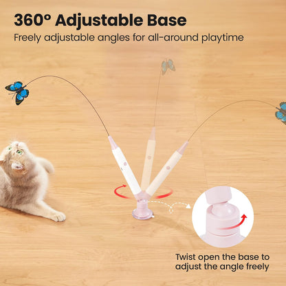 Potaroma Interactive Spinning Butterfly Cat Toy Wand, Rechargebale | Automatic Self-Play & Handheld Mode, Electric Touch Activated Cat Teaser with Suction Cup for Indoor Kittens4