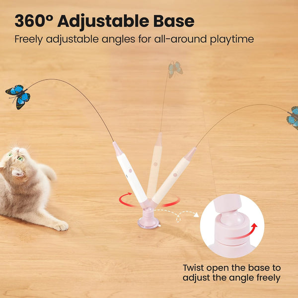 Potaroma Interactive Spinning Butterfly Cat Toy Wand, Rechargebale | Automatic Self-Play & Handheld Mode, Electric Touch Activated Cat Teaser with Suction Cup for Indoor Kittens4