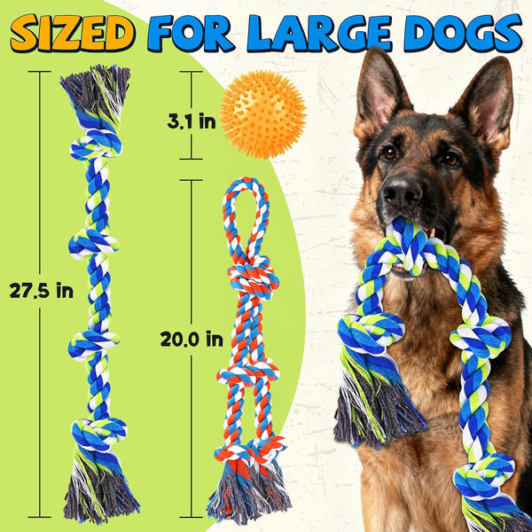 Tough Dog Toys for Aggressive Chewers – 3 Pack Tough Chew Toys for Large Dogs, Strong Rope Toys Ideal for Tug-Of-War & Teeth Cleaning2