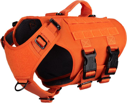 ICEFANG No Pull Tactical Dog Harness for Large Dogs,Adjustable Dog Vest | Control Handle,Molle Panel,Front Hook,3 Leash Clips,Soft Padded,For Walking Training,Pink,Large12