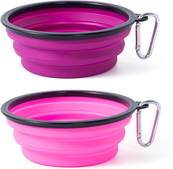Dog Bowl Pet Collapsible Bowls, 2 Pack for Cats Dogs, Portable Pet Feeding Watering Dish for Walking Parking Traveling with 2 Carabiners (Small, Blue+Green)9