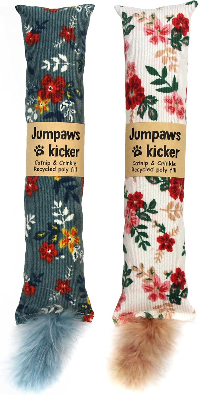 jumpaws-2-pack-natural-interactive-catnip-silvervine-cat-kicker-with-feathers-bite-resistant-chew-toy-crinkle-kicker-accessories-for-indoor-cat-premium-corduroy-floral