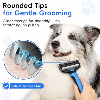 3-In-1 Professional Pet Grooming Brush for Dogs & Cats – Dematting Comb, Undercoat Rake & Deshedding Tool for Long & Short Hair, Heavy Shedding & Matted Fur (Blue)6
