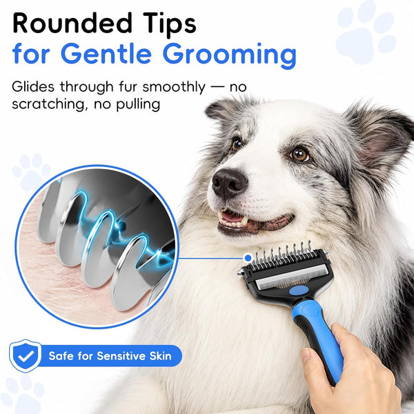 3-In-1 Professional Pet Grooming Brush for Dogs & Cats – Dematting Comb, Undercoat Rake & Deshedding Tool for Long & Short Hair, Heavy Shedding & Matted Fur (Blue)6