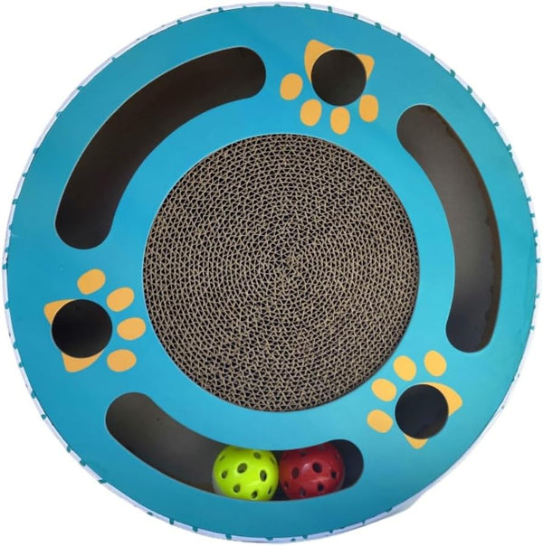 Round Cat Scratching Pad Modern Cats Scratcher Cardboard Interactive Toys for Indoor Cats with 2 Bell Balls and Kitten Tunnel1