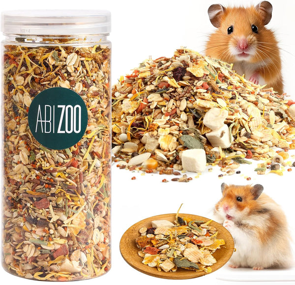 Abizoo Hamster & Gerbil Treat, Natural Health, Gourmet Hamster and Gerbil Food for Small Animals with Seeds, and Grains,Vitamin-Nutrient Fortified1
