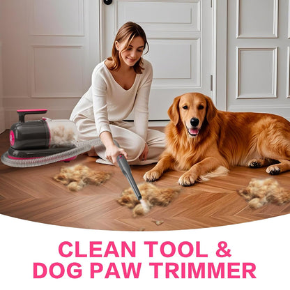 Dog Grooming Vacuum Kit with Clippers and Nail Grinder, 1.2L Pet Grooming Vacuum for Shedding, Low-Noise Dog Hair Vacuum with Grooming Brush for Home Cleaning Grooming,Dyson-Style Gray3