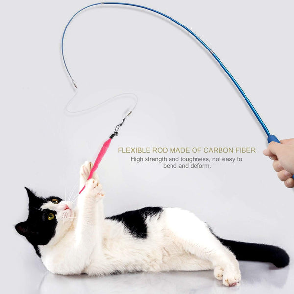 Retractable Cat Wand - Interactive 3-Section Teaser Toy, Fishing Pole Exerciser for Cats and Kittens (Replacement Not Included)6