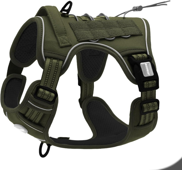 Auroth Tactical Dog Harness for Large Dogs No Pull Adjustable Pet Harness Reflective K9 Working Training Easy Control Pet Vest Military Service Dog Harnesses Army Yellow L14