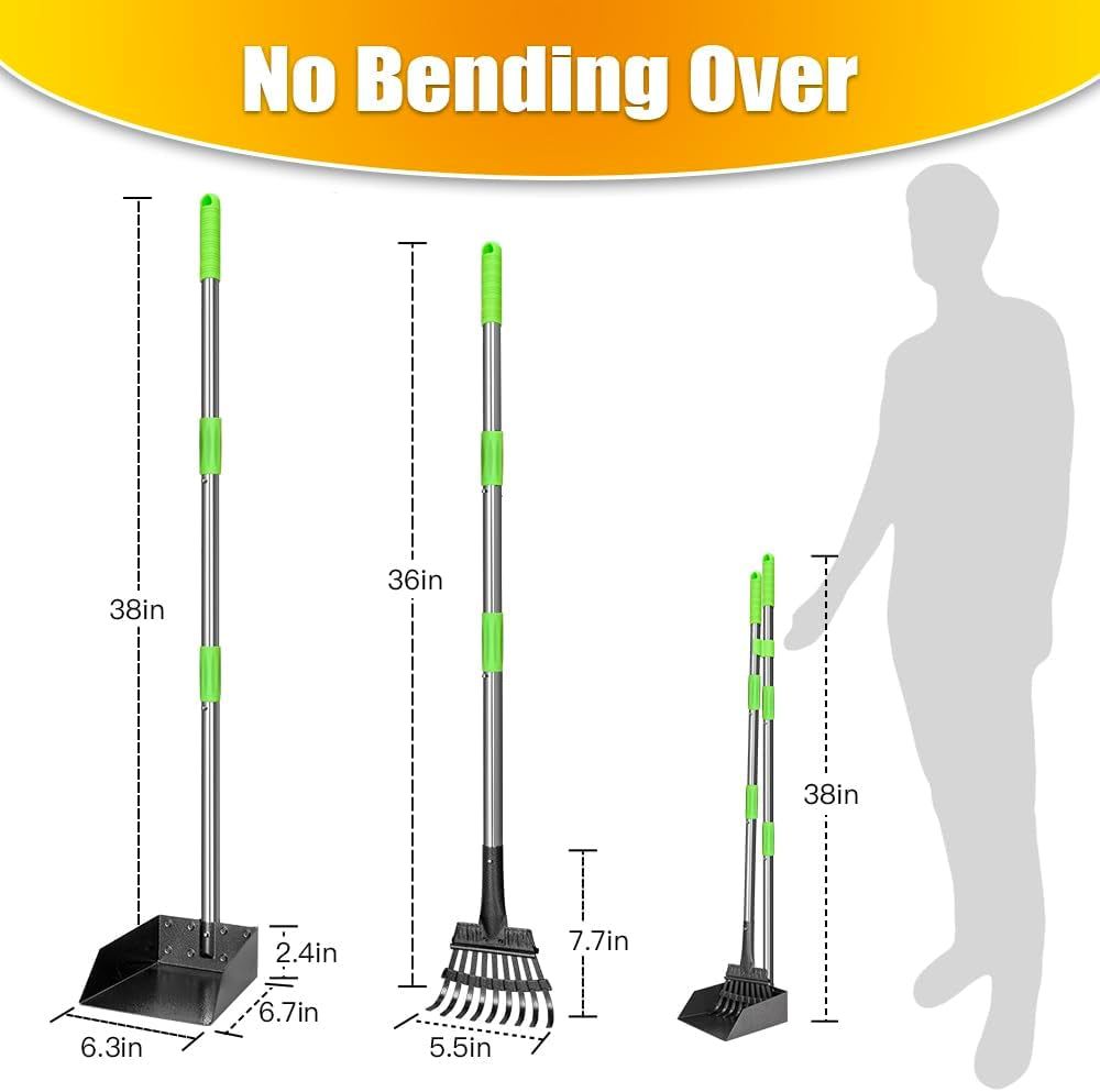 tooge-pooper-scooper-dog-pooper-scooper-long-handle-stainless-metal-tray-and-rake-for-medium-small-dogs-heavy-duty-pet-supplies-to-use-for-grass-dirt-or-gravel