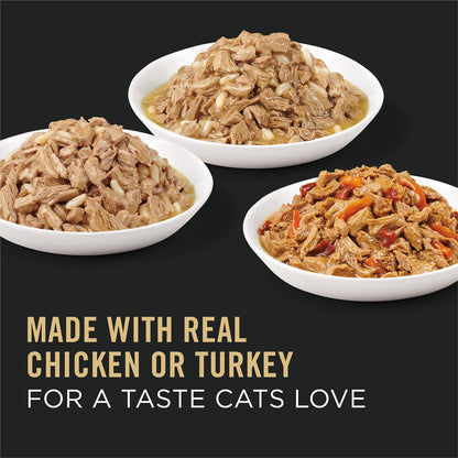 Purina Pro Plan Gravy, High Protein Wet Cat Food Variety Pack, Complete Essentials Chicken and Turkey Favorites - (Pack of 24) 3 Oz. Cans3