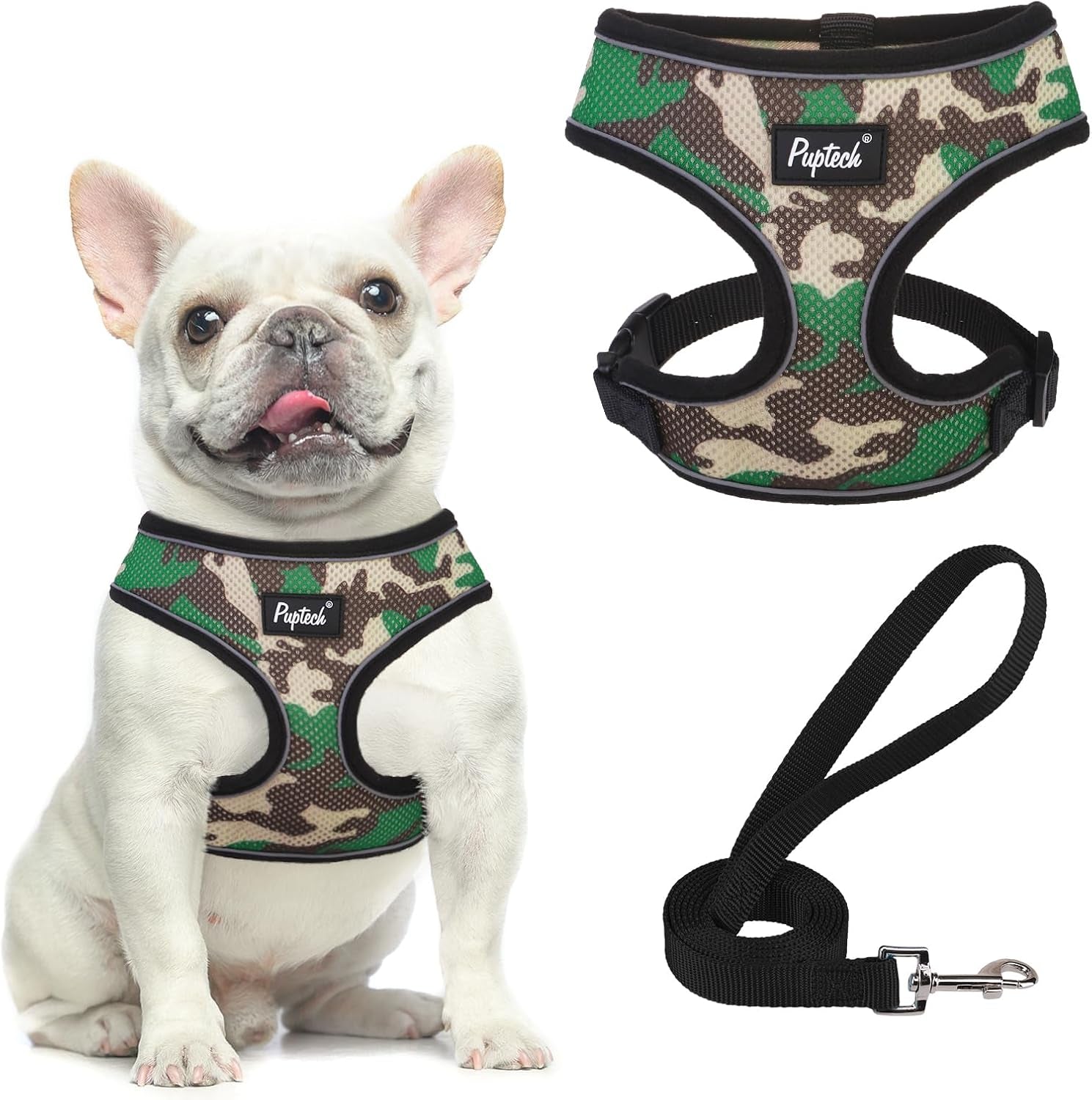 pupteck-soft-mesh-dog-harness-small-sized-and-leash-set-pet-puppy-cat-comfort-padded-vest-no-pull-harnesses-beige-s
