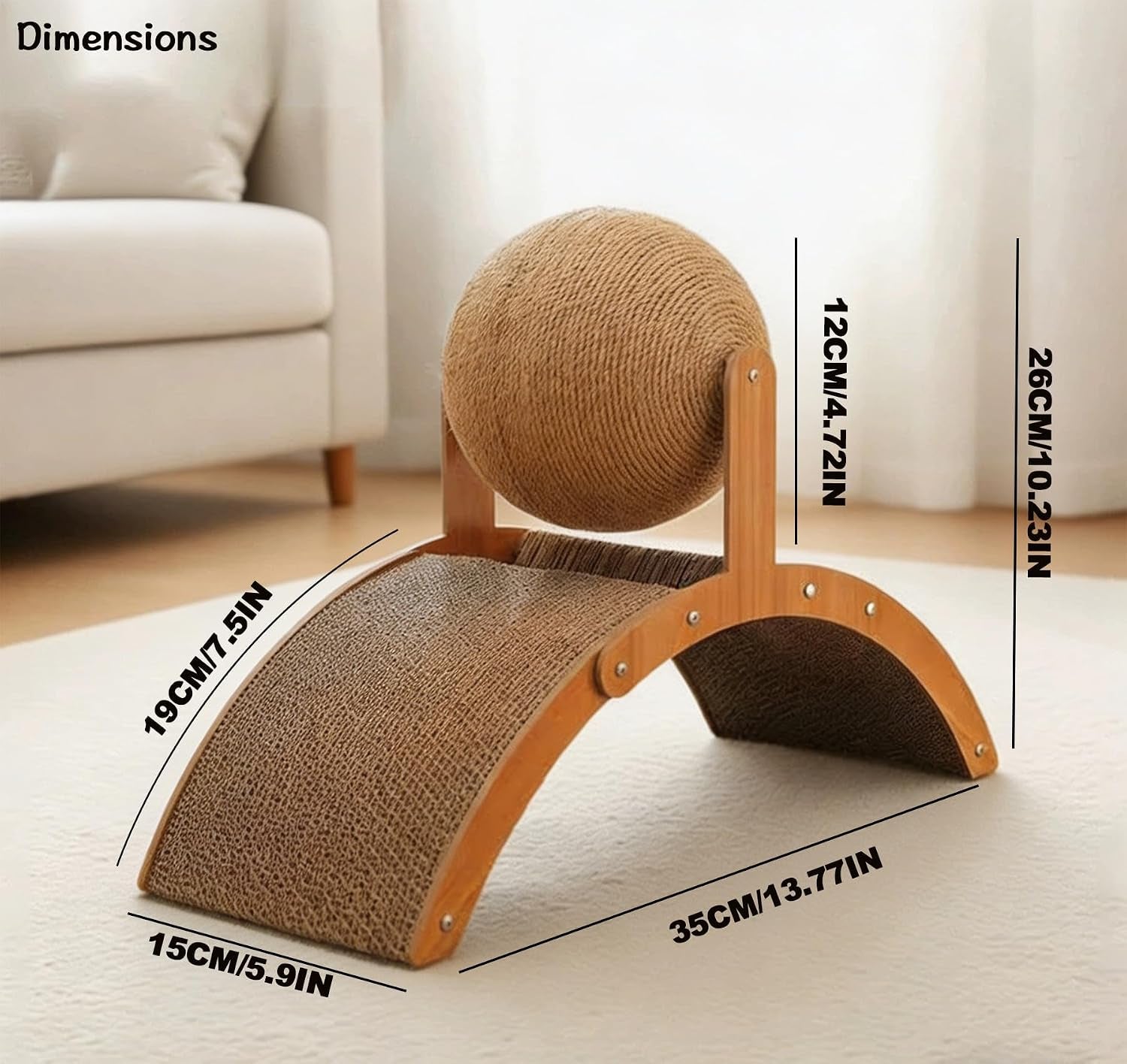 2-in-1-rabbit-scratching-toy-natural-sisal-ball-corrugated-cardboard-pad-bunny-claw-scratcher-stable-wood-arch-bridge-interactive-toys-for-rabbits-kittens-ferrets-chinchillas