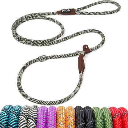 Fida Durable Slip Lead Dog Leash, 6 FT X 1/2" Heavy Duty Dog Loop Leashes, Comfortable Strong Rope Slip Leash for Large Medium Dogs, No Pull Pet Training Lead with Highly Reflective(1/2", Black)17
