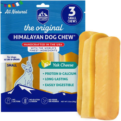 Himalayan Dog Chew, the Original Yak Cheese Dog Chews, 3 Small Yak Chews | Only Salt, Milk & Lime, Natural Long Lasting Dog Bones, Healthy Dog Treats, Lactose Free, Protein Rich, for Dogs under 15 Lbs1