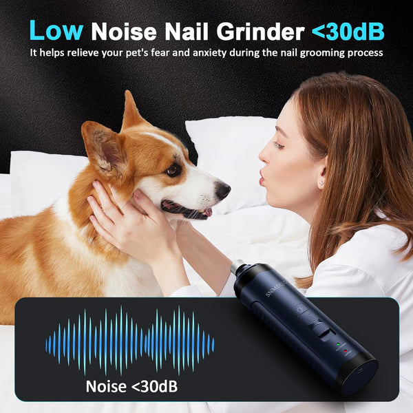 Dog Nail Grinder, Dog Nail Trimmers, and Clippers Kit with 2 LED Lights. Super Quiet Electric Pet Nail Grinder, Rechargeable, for Small, Medium, and Large Dogs & Cats, 2 Diamond Grinding Wheels.4