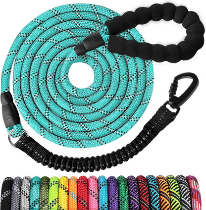 Long Dog Leash 15 FT: Heavy Duty Rope Leashes for Dogs Training with Swivel Lockable Hook Reflective Threads Bungee and Padded Handle - Dog Lead for Large Small Medium Dogs outside Walking Hiking39