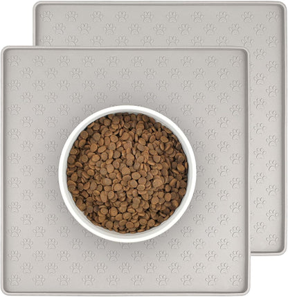 Ptlom Pet Placemat for Dog and Cat, Mat for Prevent Food and Water Overflow, Suitable for Small, Medium and Big Pet, 18" 12", Grey, Silicone37