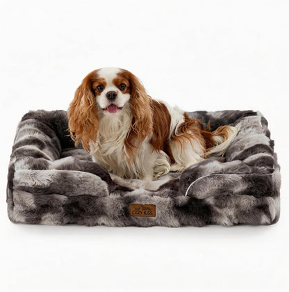COZY KISS Orthopedic Dog Bed for Extra Large Dog 44X32 Inch, XL Faux Fur Pet Sofa, Bolster Foam Bed with Sides, Non-Slip and Egg-Crate Big Dog Couch Bed with Washable Removable Cover, Beige15