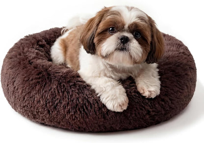 Small Calming Dogs Bed for Small Dogs Anti-Anxiety Machine Washable Fluffy Luxury Anti-Slip Waterproof Mute Base Warming Cozy Soft Pet Puppy round Bed42