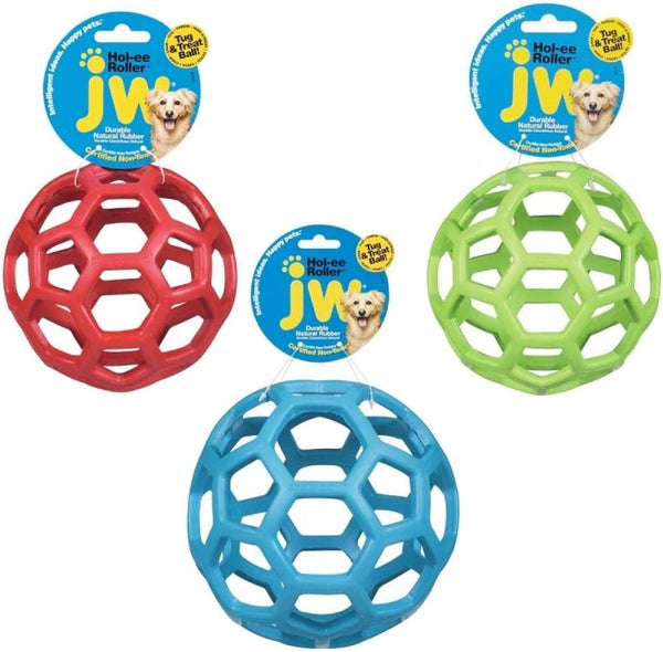 JW Pet Hol-Ee Roller Dog Toy Puzzle Ball, Natural Rubber, Small (3 Inch Diameter), Colors May Vary2