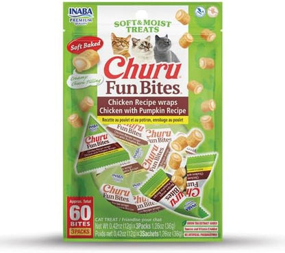 INABA Churu Fun Bites for Cats, Soft & Chewy Baked Chicken Wrapped Filled Cat Treats with Taurine, 0.42 Ounces Each Tetra, 12 Tetras, 4 Flavor Variety Pack9