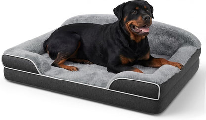 Orthopedic Dog Bed for Extra Large Dogs, 45"X30" XL Dog Couch Bed | Egg Crate Foam for Pressure Relief, Cozy Bolster Sofa Design, Waterproof Removable Washable Cover, Non Slip Bottom Light Grey17