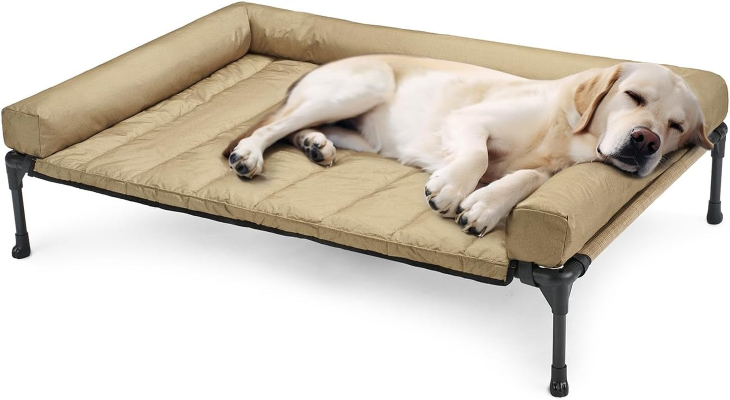 veehoo-outdoor-elevated-dog-bed-with-waterproof-bolster-cushion-cooling-raised-dog-bed-with-removable-washable-mat-topper-breathable-mesh-dog-couch-cot-for-indoor-outdoor-42-large-black
