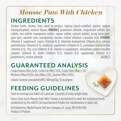 Purina Fancy Feast Gems Pate Mousse with Turkey and with Chicken Wet Cat Food Variety Pack - 4 Oz. (Pack of 16)5