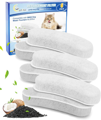 12 Pack Dog Water Fountain Filters Replacement Compatible with W600 Automatic Water Bowl Dispenser, Pet Fountain Charcoal Filters Fit for 205Oz/6L Dog Fountain Bowl for Large Dogs8