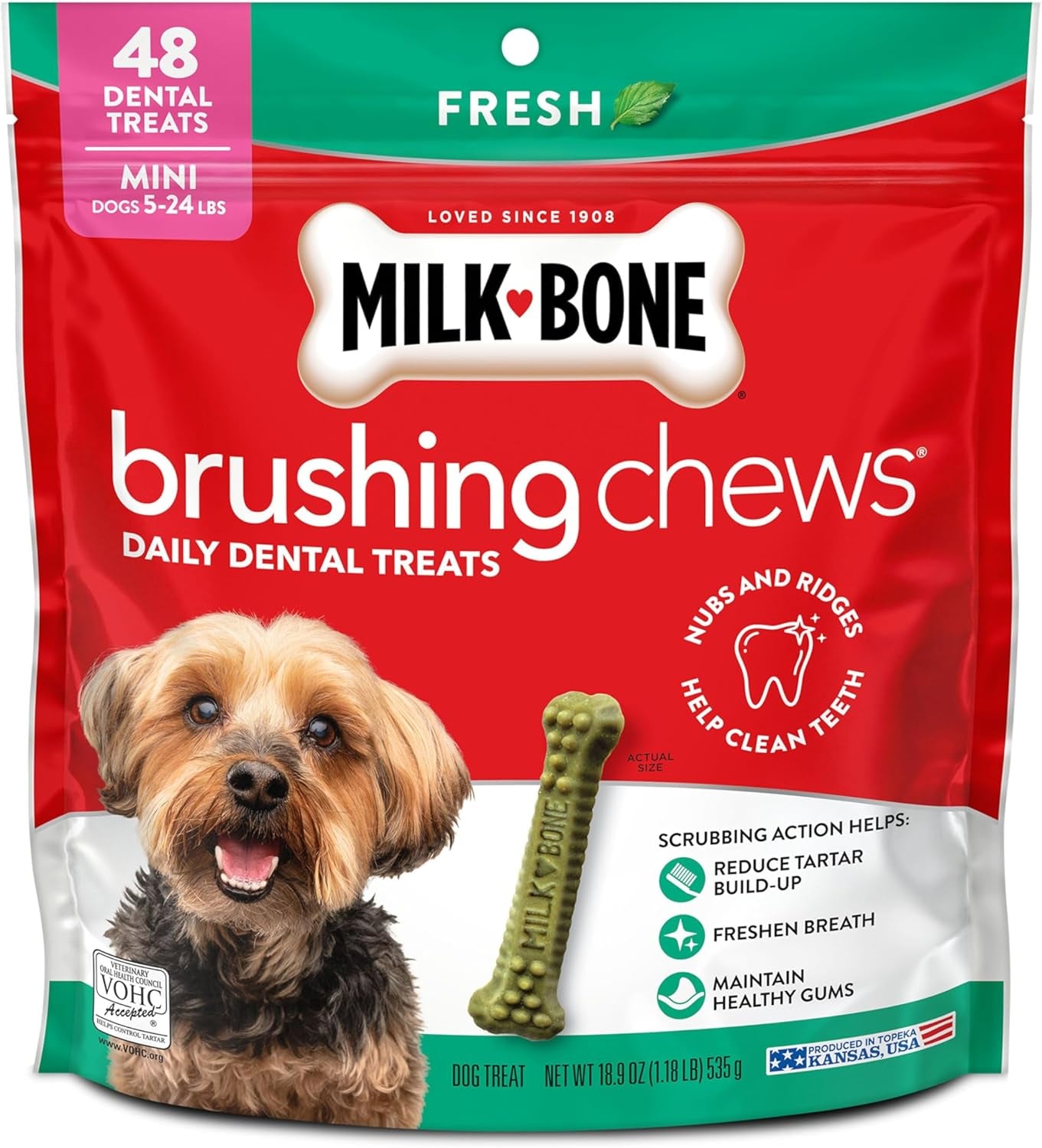 milk-bone-brushing-chews-small-medium-fresh-flavor-25-dental-treats-19-6-oz-bag-daily-dental-dog-treats-for-dogs-25-49-lbs-fresh-mint-flavor