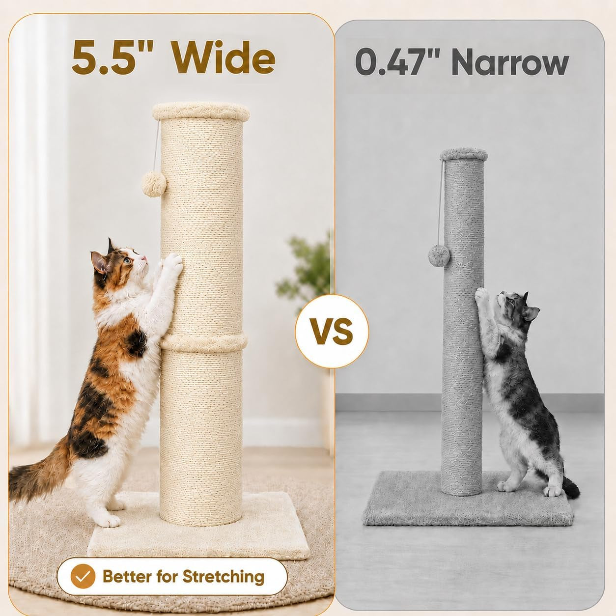 pawscrat-32-inch-tall-cat-scratching-post-5-5-inch-diameter-sisal-beige-natural-sisal-scratching-surface-with-a-dangling-ball-for-indoor-cats-scratch-resistant-durable-and-protect-your-furniture