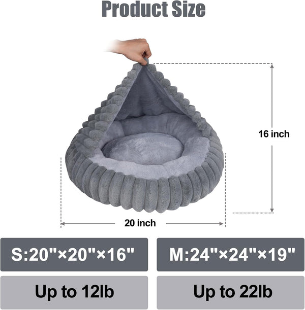 Cat Beds for Indoor Cats, 2 in 1 Cat Cave Bed Kitten Bed for Small Pets, Small Dog Bed with Cover, Pet Bed for Puppy and Kitten with Anti-Slip Bottom-Dark Gray-20 Inches7