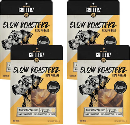 Grillerz Real Pig Ears, Rawhide-Free, 12 Count | Single-Ingredient, All-Natural Pig Ears - a High-Protein, Easily Digestible Chew Dogs Love10