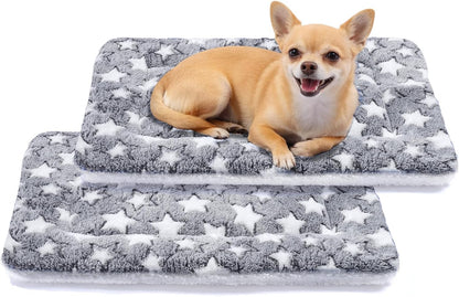 Mora Pets Dog Crate Pad - Ultra Soft Pet Bed with Cute Star Print, Washable Mat for Large Medium Small Dogs, Reversible Fleece Kennel Liner, Cat Bed 23 X 18 Inch Brown11