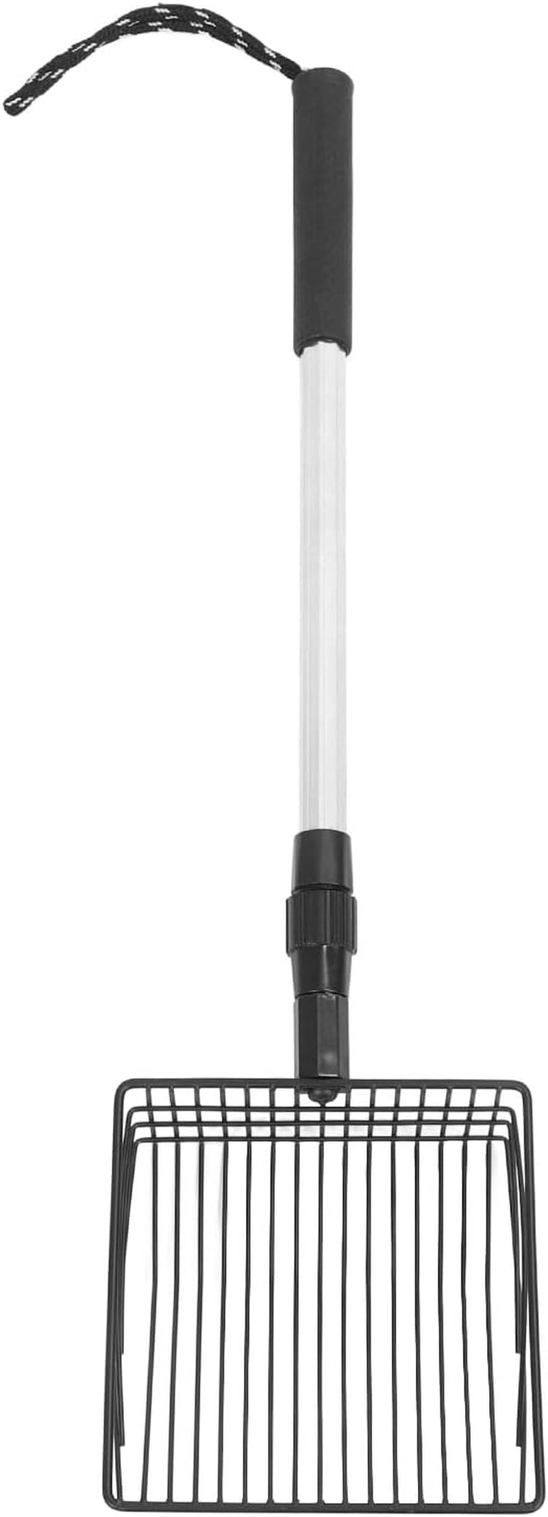 qiilu-metal-poop-scoop-extendable-cat-litter-scoop-lightweight-versatile-fine-screen-long-handle-pooper-scooper-cat-poop-sifter-pet-supplies-cats-litter-housebreaking-scoops-model-a-2-section