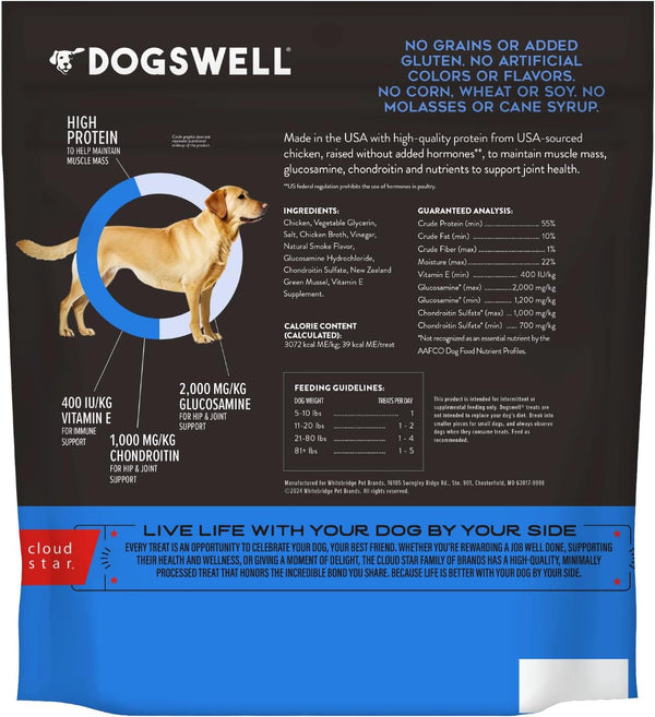 Dogswell Jerky Hip and Joint Dog Treats Grain Free Made in USA Only, Glucosamine and Chondroitin, 24 Oz Chicken2