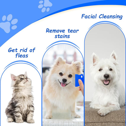 2 Pack Professional Eye Comb for Pets,Stainless Steel Tear Stain Remover,Flea Lice Comb,For Cats & Dogs,Gentle Round-Head Grooming Tool,Precisely Removes Stains, Dirt and Debris from the Eye Area3
