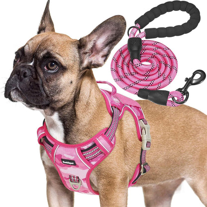 Beebiepet Heavy Duty Tactical Dog Harness for Small Dogs, No Pull Adjustable Pet Harness Reflective Service Training Easy Control Pet Vest Military K9 Working Dog Harnesses- Large, Brown9