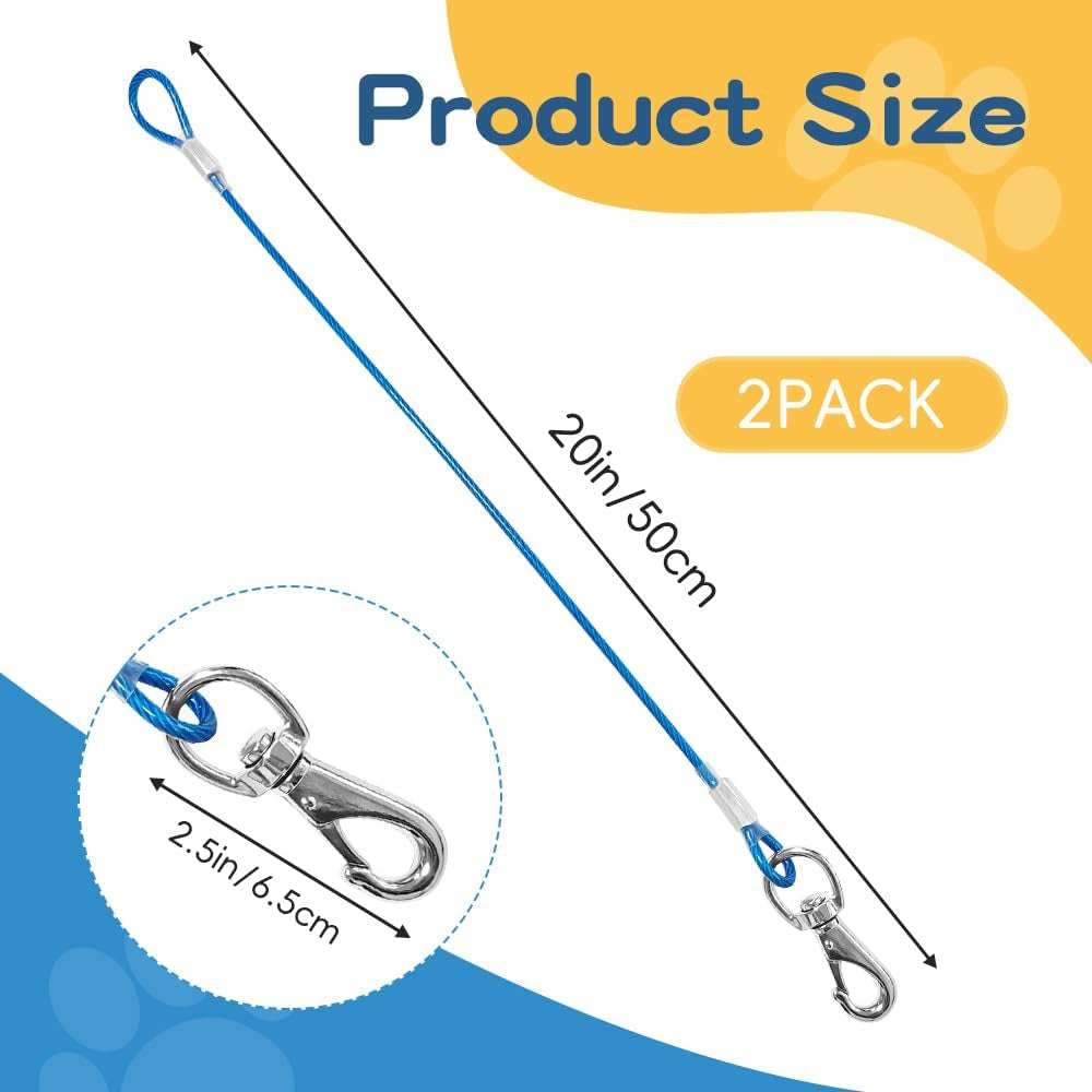 chew-proof-dog-leash-2pack-metal-cable-lead-no-tangle-multiple-dog-leashes-for-small-and-medium-dogs-heavy-duty-leash-extender-for-collars-harnesses2-pack-black-20in-50cm