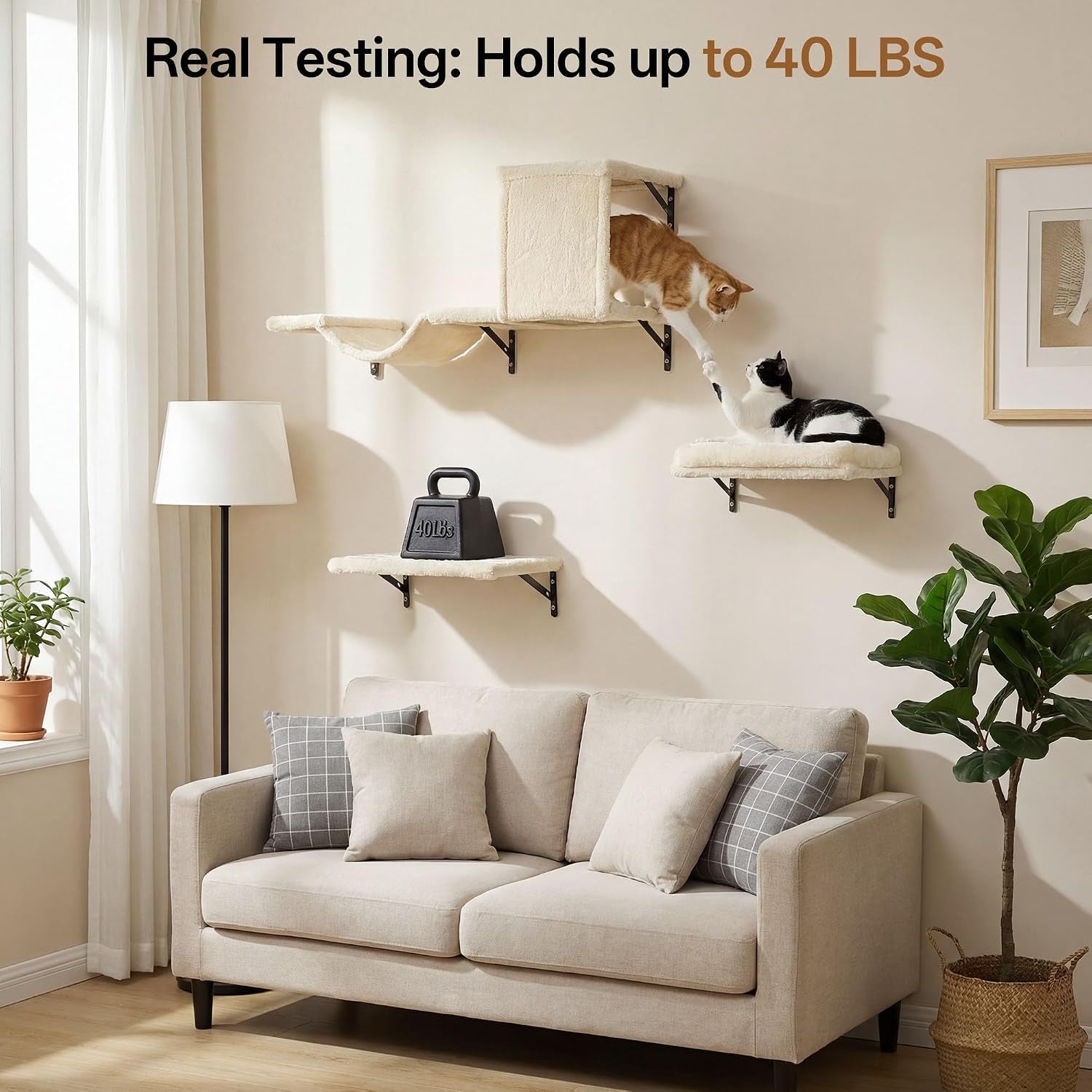 mewang-5-in-1-cat-wall-shelves-cat-climbing-furniture-with-wall-mounted-perch-lounge-for-indoor-cats-space-saving-wall-pet-shelves-for-play-rest-beige
