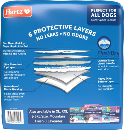 Hartz Home Protection Super Absorbent Odor Eliminating No Leaks Dog Pads, 50 Count10