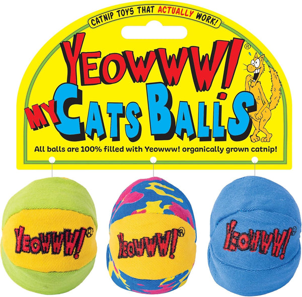 Yeowww! Catnip My Cats Balls Toys for Cats - 3-Pack - Durable Cotton Twill - Made in the USA - Stuffed with Organically Grown Catnip1