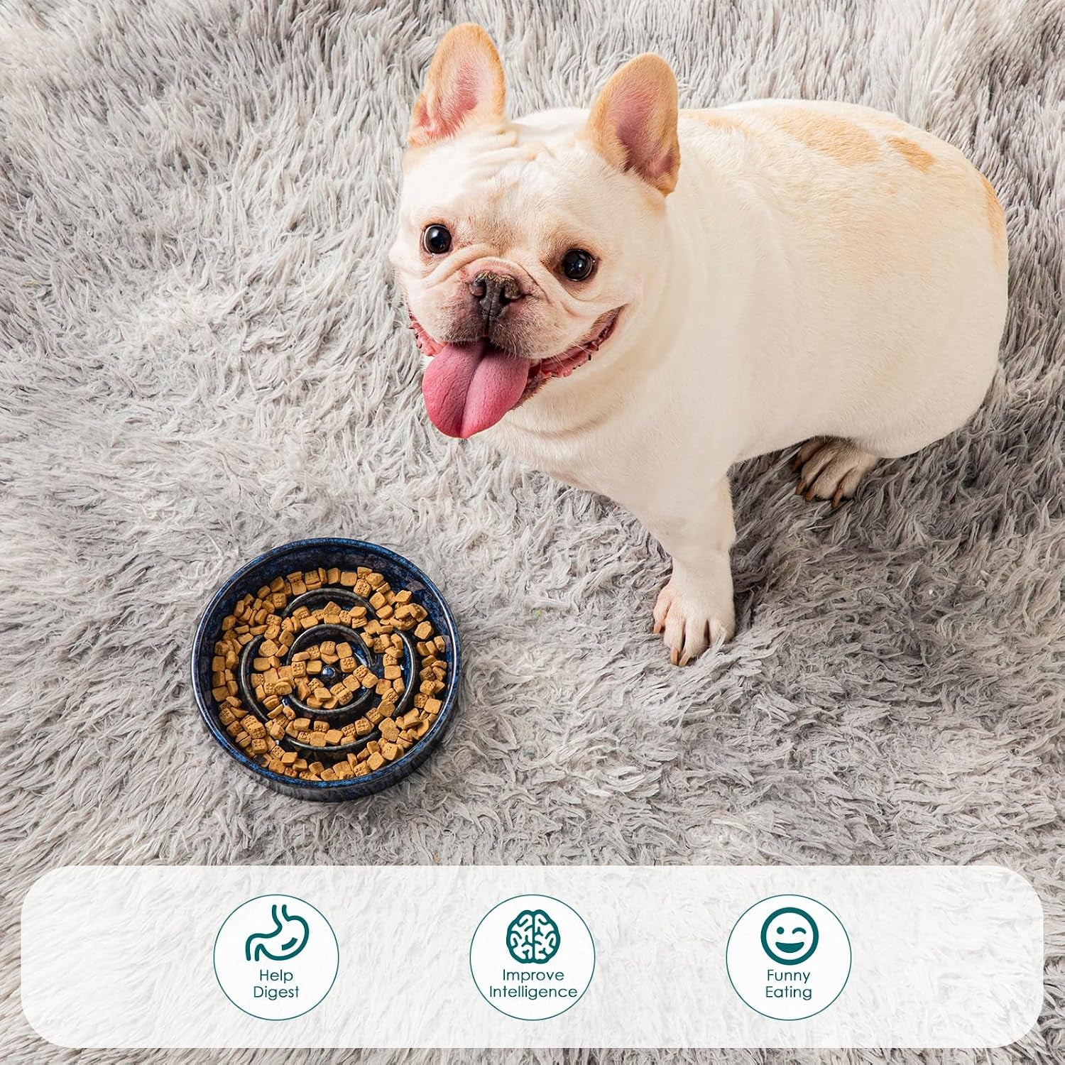 vancasso-slow-feeder-dog-bowl-0-6-cups-ceramic-dog-food-dish-for-fast-eaters-small-breed-puzzle-bowl-for-small-dogs-and-cats-blue