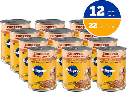 Pedigree Chopped Ground Dinner Wet Dog Food, Chicken, 13.2 Oz, 12 Count | 100% Complete & Balanced, Slow Cooked with Real Chicken, Supports Lean Muscles, Serve as Topper or Complete Meal2