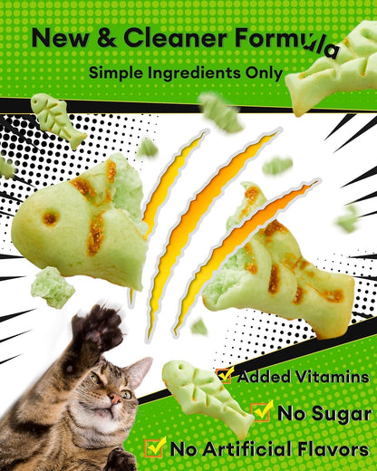 3.53Oz Cat Grass Treats for Hairball Control, Digestive | Natural Chicken & Catnip Biscuits, Low-Calorie Healthy Snacks for Indoor Cats, Dental Care4