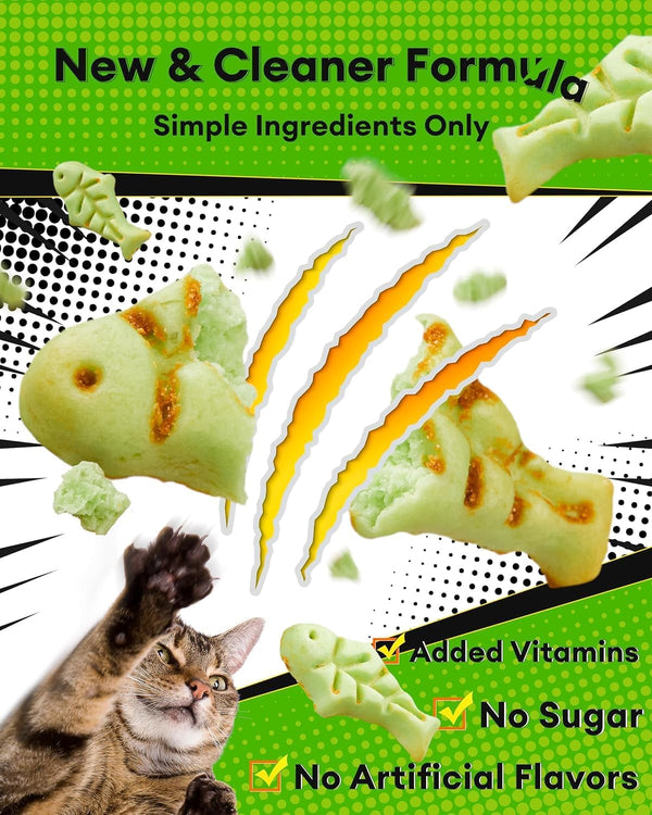 3.53Oz Cat Grass Treats for Hairball Control, Digestive | Natural Chicken & Catnip Biscuits, Low-Calorie Healthy Snacks for Indoor Cats, Dental Care4
