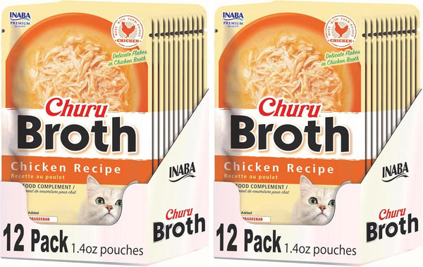 INABA Churu Broth for Cats, Side Dish Pouch, 1.4 Ounces per Pouch, 12 Pouches, Chicken & Seafood Variety16