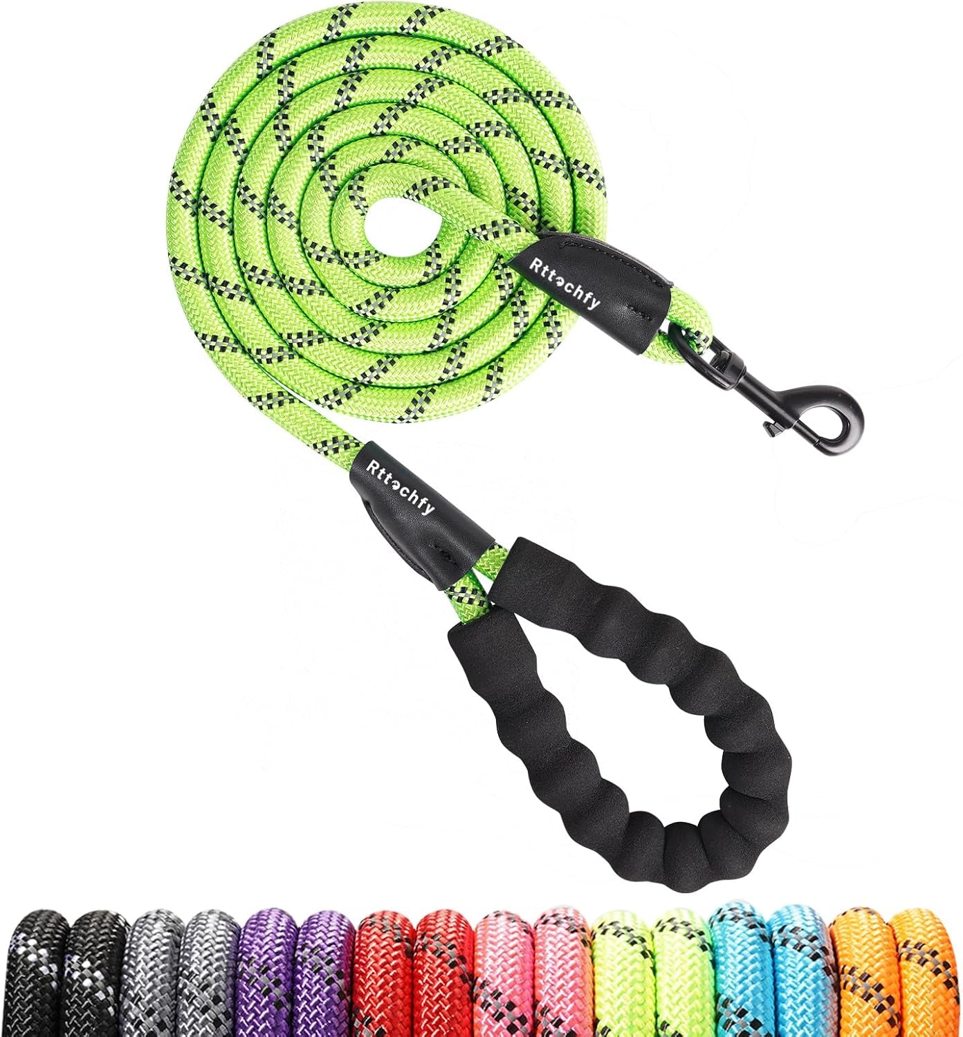 rttochfy-rope-dog-leash-2-4-5-6-8-10-ft-with-comfortable-padded-handle-and-highly-reflective-threads-for-small-medium-and-large-dogs-heavy-duty-1-2-5-ft-blue