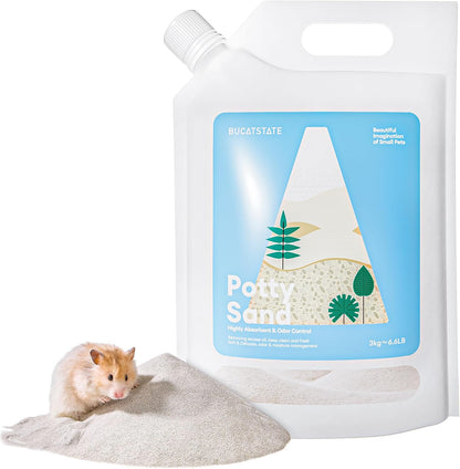 BUCATSTATE Hamster Bath Sand with Pour Spout, 6.6LB Desert Bath Sand | No-Dust Potty Litter Calcium-Free Sand for Hamster Chinchillas Gerbil Mice Degu or Other Small Pets (Fine Sand)9